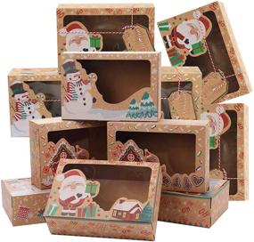 img 4 attached to 🎁 Delightful 15-Piece Christmas Cookie Gift Boxes: Festive Doughnut Cupcake Candy Treat Boxes – Perfect for Gift Giving, Christmas Parties. Includes Kraft Paper Boxes, Window Display, & Gift Tags with Ribbons!