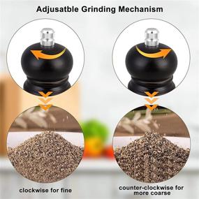 img 1 attached to Zupora 6 inch Wooden Pepper Grinder Salt Pepper Mill – Adjustable Coarseness, Stainless Steel Fine Grinding Mechanism, Easily Refillable Wood Manual Pepper Grinders Salt Shakers