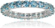 ice gems sterling silver swiss blue topaz 3mm round-cut eternity band ring - sparkling elegance for every occasion logo