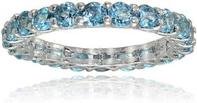 img 4 attached to Ice Gems Sterling Silver Swiss Blue Topaz 3mm Round-Cut Eternity Band Ring - Sparkling Elegance for Every Occasion