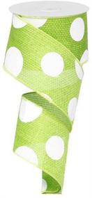 img 1 attached to 🌿 Lime Green and White Giant Multi Dots Faux Burlap Wired Edge Ribbon - 2.5 Inch x 10 yards: RG0120033