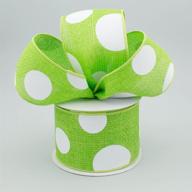 🌿 lime green and white giant multi dots faux burlap wired edge ribbon - 2.5 inch x 10 yards: rg0120033 logo