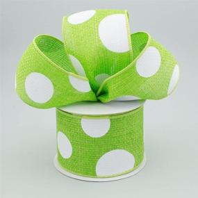 img 2 attached to 🌿 Lime Green and White Giant Multi Dots Faux Burlap Wired Edge Ribbon - 2.5 Inch x 10 yards: RG0120033