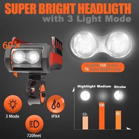 img 2 attached to 🚲 Versatile 4-in-1 Bike Lights: Double Super Bright T6 Lamp, 4000mAh Rechargeable Battery, Extended 10 Hours Runtime | Perfect for Mountain, Road, Dirt & Trek Bikes | IPX4 Waterproof