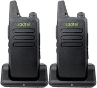 radtel rt-10 mini 2-way radio: rechargeable walkie talkie set for kid's outdoor adventures, camping, hiking, hunting – includes desktop charger (2 pack) logo