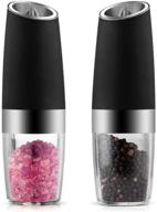 🌶️ electric gravity control pepper grinder salt mill - automatic battery powered shaker with large capacity, adjustable coarseness, transparent lid, led light - (pack of 2, black) logo