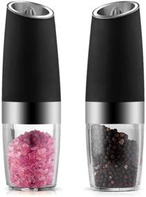 img 4 attached to 🌶️ Electric Gravity Control Pepper Grinder Salt Mill - Automatic Battery Powered Shaker with Large Capacity, Adjustable Coarseness, Transparent Lid, LED Light - (Pack of 2, Black)