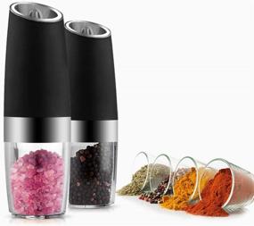 img 3 attached to 🌶️ Electric Gravity Control Pepper Grinder Salt Mill - Automatic Battery Powered Shaker with Large Capacity, Adjustable Coarseness, Transparent Lid, LED Light - (Pack of 2, Black)