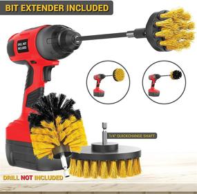 img 1 attached to 🧽 SCRUBIT Drill Brush Attachment Set - Power Scrubber for Tiles, Grout, Kitchen, Shower, Bathtub, and Floors - Versatile Household Cleaning Kit with 3 Brushes and Bit Extender