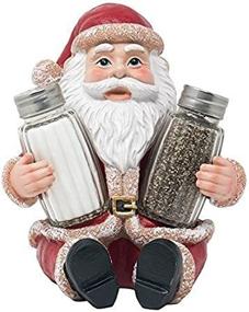 img 4 attached to 🎅 Whimsical Santa Claus Salt and Pepper Shaker Set Figurine for Festive Christmas Kitchen Decor and Xmas Gifts, with Display Stand Spice Rack Holder Statue, Ideal for Holiday Decorations or Mom