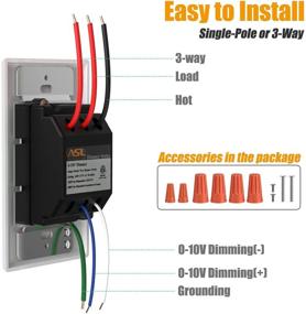 img 1 attached to 🔌 ETL Listed 0-10V Dimmer Switch for LED/CFL/Incandescent/Halogen - 3-Way/Single Pole, 600W Max - Includes Wall Plate - White 1-Pack