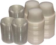 primebaker 100 count durable translucent plastic cups with lids – perfect for shots, jello, soufflé & portions (2 oz) logo