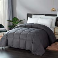 premium gray downcool feathers down comforter: all season, mid-warmth queen bed duvet insert - 100% cotton cover | 95% feathers 5% down logo