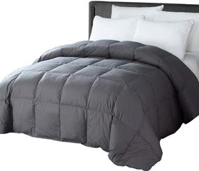 img 3 attached to Premium Gray Downcool Feathers Down Comforter: All Season, Mid-Warmth Queen Bed Duvet Insert - 100% Cotton Cover | 95% Feathers 5% Down