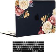 💻 ekuabot black peony macbook pro 13 inch case & keyboard cover (a2159/a1989/a1706/a1708, new version 2016-2019 release) - enhance macbook pro 13.3" case with/without touch bar - matt hard shell, perfect fit logo