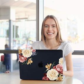 img 2 attached to 💻 Ekuabot Black Peony MacBook Pro 13 inch Case & Keyboard Cover (A2159/A1989/A1706/A1708, New Version 2016-2019 Release) - Enhance MacBook Pro 13.3" Case with/Without Touch Bar - Matt Hard Shell, Perfect Fit