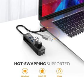 img 2 attached to iDsonix USB 3.0 Hub, 4-Port 5V/2A Powered USB Hub, High-Speed 5Gbps Data Transmission USB Splitter for Laptop, iMac, Surface Pro, XPS, USB Flash Drives, Mobile HDD, Printer, Camera, and More - Black