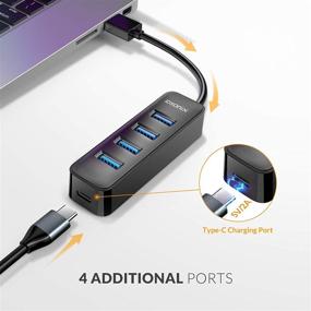 img 3 attached to iDsonix USB 3.0 Hub, 4-Port 5V/2A Powered USB Hub, High-Speed 5Gbps Data Transmission USB Splitter for Laptop, iMac, Surface Pro, XPS, USB Flash Drives, Mobile HDD, Printer, Camera, and More - Black