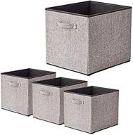 📦 gray beigeswan foldable storage bin [set of 4] fabric organizer container cube basket with handles - 13 x 15 x 13 inch logo