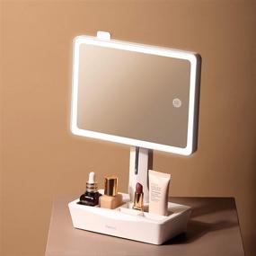 img 3 attached to 💄 Fancii Gala LED Lighted Vanity Makeup Mirror: Dimmable Natural Light, 10X Magnification, Dual Power, Touch Screen, Adjustable Stand with Cosmetic Organizer