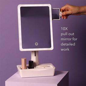 img 2 attached to 💄 Fancii Gala LED Lighted Vanity Makeup Mirror: Dimmable Natural Light, 10X Magnification, Dual Power, Touch Screen, Adjustable Stand with Cosmetic Organizer