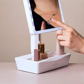 img 1 attached to 💄 Fancii Gala LED Lighted Vanity Makeup Mirror: Dimmable Natural Light, 10X Magnification, Dual Power, Touch Screen, Adjustable Stand with Cosmetic Organizer