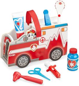 img 2 attached to 🐾 Melissa & Doug PAW Patrol Marshall's Wooden Rescue EMT Caddy Set (14 Pieces)