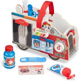 img 4 attached to 🐾 Melissa & Doug PAW Patrol Marshall's Wooden Rescue EMT Caddy Set (14 Pieces)