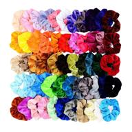 chloven 55 pcs velvet hair scrunchies set for women girls – premium elastic bobbles hair bands, scrunchy hair ties & ropes – fashionable accessories logo