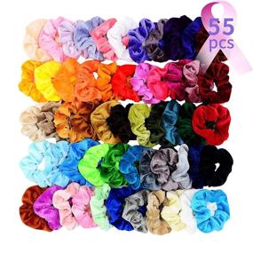 img 2 attached to Chloven 55 Pcs Velvet Hair Scrunchies Set for Women Girls – Premium Elastic Bobbles Hair Bands, Scrunchy Hair Ties & Ropes – Fashionable Accessories
