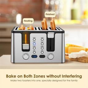 img 3 attached to Highly Efficient Toaster 4 Slice with LED Display, Independent Zone Control, Reheat/Defrost/Bagel Functions, 6 Browning Settings, Heating Rack, 1500W Countertop Silver Toaster