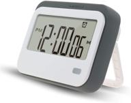 gray digital kitchen timer with alarm clock, stopwatch, large digits, loud ⏲️ alarm, mute blinking light, magnetic stand - ideal for kitchen, classroom, and more logo