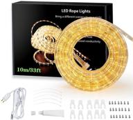 33ft plug in warm white led rope lights - connectable, flexible, and waterproof indoor outdoor led rope lighting for bedroom, garden, patio, party, camping, wedding decoration - clear tube lights логотип