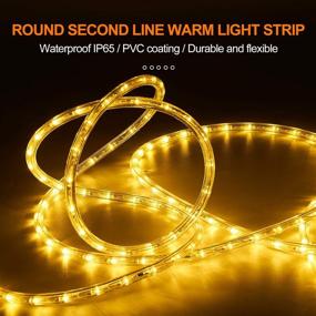 img 2 attached to 33ft Plug in Warm White LED Rope Lights - Connectable, Flexible, and Waterproof Indoor Outdoor LED Rope Lighting for Bedroom, Garden, Patio, Party, Camping, Wedding Decoration - Clear Tube Lights