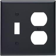 🔌 leviton 2-gang combination wallplate with 1-toggle and 1-duplex device, standard size, thermoplastic nylon, device mount, black логотип