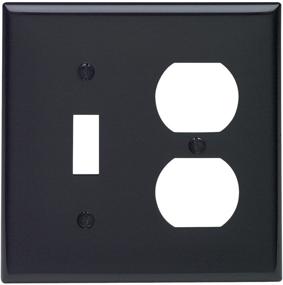 img 1 attached to 🔌 Leviton 2-Gang Combination Wallplate with 1-Toggle and 1-Duplex Device, Standard Size, Thermoplastic Nylon, Device Mount, Black