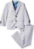 👔 impress with style: isaac mizrahi boy's slim stripe linen 3pc suit logo