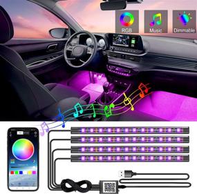img 4 attached to 🚗 App-Controlled Multicolor LED Interior Car Lights with USB Port for Ambient Lighting, Music Sync and Sound Activation