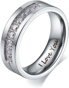 img 3 attached to 💍 Aeici His & Hers Couples' I Love You Matching Rings - Endless Love Stainless Steel Ladies Ring for Women and Men with 9 CZ Inlays