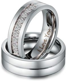 img 1 attached to 💍 Aeici His & Hers Couples' I Love You Matching Rings - Endless Love Stainless Steel Ladies Ring for Women and Men with 9 CZ Inlays