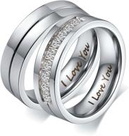 💍 aeici his & hers couples' i love you matching rings - endless love stainless steel ladies ring for women and men with 9 cz inlays logo