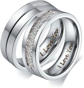 img 4 attached to 💍 Aeici His & Hers Couples' I Love You Matching Rings - Endless Love Stainless Steel Ladies Ring for Women and Men with 9 CZ Inlays