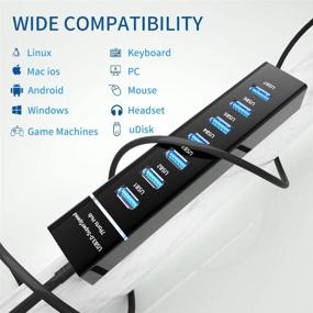 img 2 attached to 🔌 7-Port USB Hub 3.0 for PS4, PS5, Xbox, MacBook, Surface Pro & More