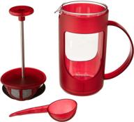 ☕ bonjour ami-matin unbreakable french press coffee maker - perfect for traveling, camping & everyday use - 3-cup/12.7 ounce - red logo