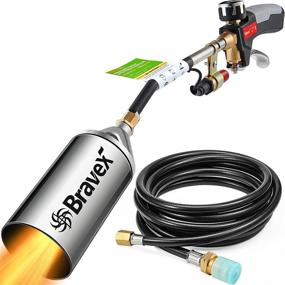 img 4 attached to Bravex Propane Torch Weed Burner - Heavy Duty Weed Torch with Turbo Trigger, Push Button Igniter, and 6.5ft Hose - High Output Flamethrower for Garden Yard, Roof Asphalt, Ice Snow - 500,000BTU