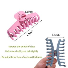 img 2 attached to 🎀 8-Piece Set of Large Matte Hair Claw Clips - 4.3 Inch Non-slip Big Hair Clamps, Ideal for Women with Thinner Hair, Perfect for Styling