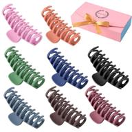 🎀 8-piece set of large matte hair claw clips - 4.3 inch non-slip big hair clamps, ideal for women with thinner hair, perfect for styling logo