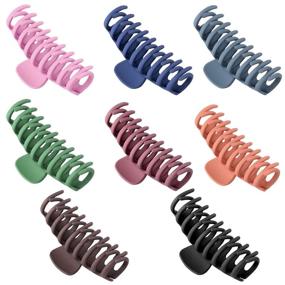 img 3 attached to 🎀 8-Piece Set of Large Matte Hair Claw Clips - 4.3 Inch Non-slip Big Hair Clamps, Ideal for Women with Thinner Hair, Perfect for Styling