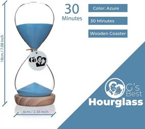 img 3 attached to ⏳ Hourglass Sand Timer with Wooden Coaster - 30 Minutes, Azure Color - 9 Variations of Orange Natural & Azure Sand - Ideal for Home, Office & Desk