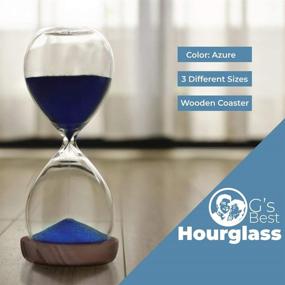 img 1 attached to ⏳ Hourglass Sand Timer with Wooden Coaster - 30 Minutes, Azure Color - 9 Variations of Orange Natural & Azure Sand - Ideal for Home, Office & Desk